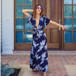 - Privacy Please Plaza Kimono Floral Wrap Maxi Dress in Athena